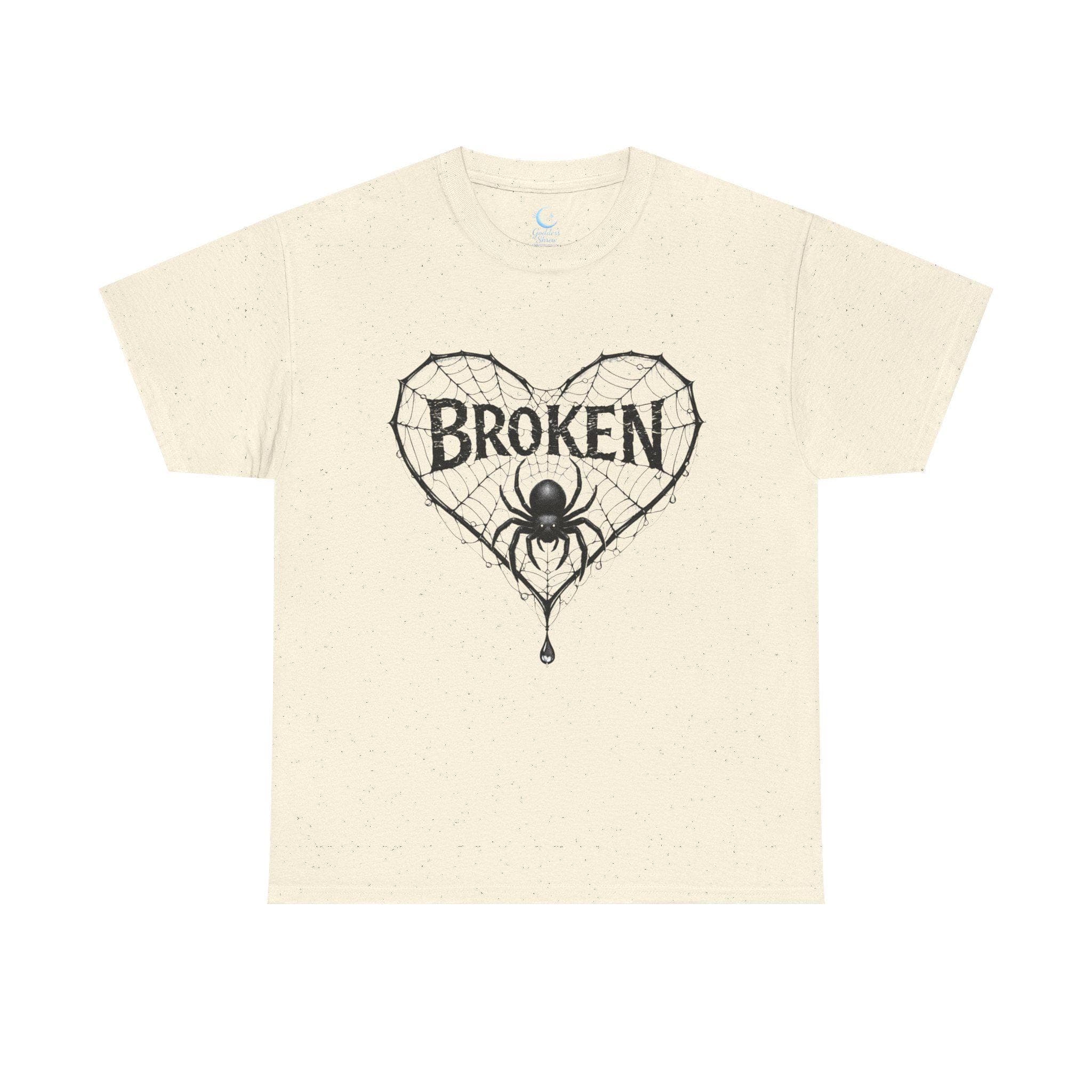 Broken Heart Spider Web Shirt, Gothic Emotional Strength Tee, Dark Aesthetic Design - Thumbnail 4