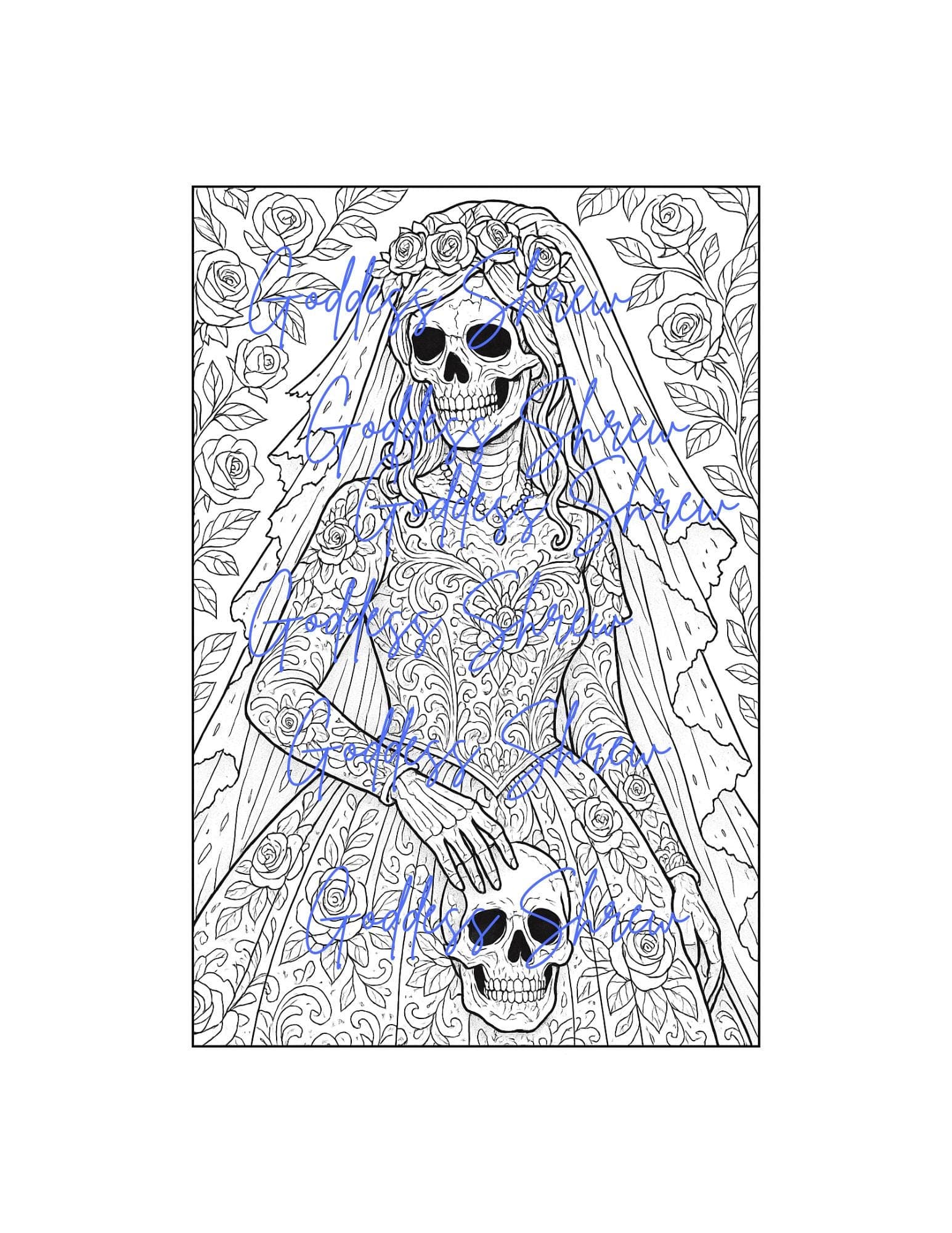 Gothic Horror Coloring Book - Goddess Shrew, 30 Printable Pages (Digital Download) - Thumbnail 5