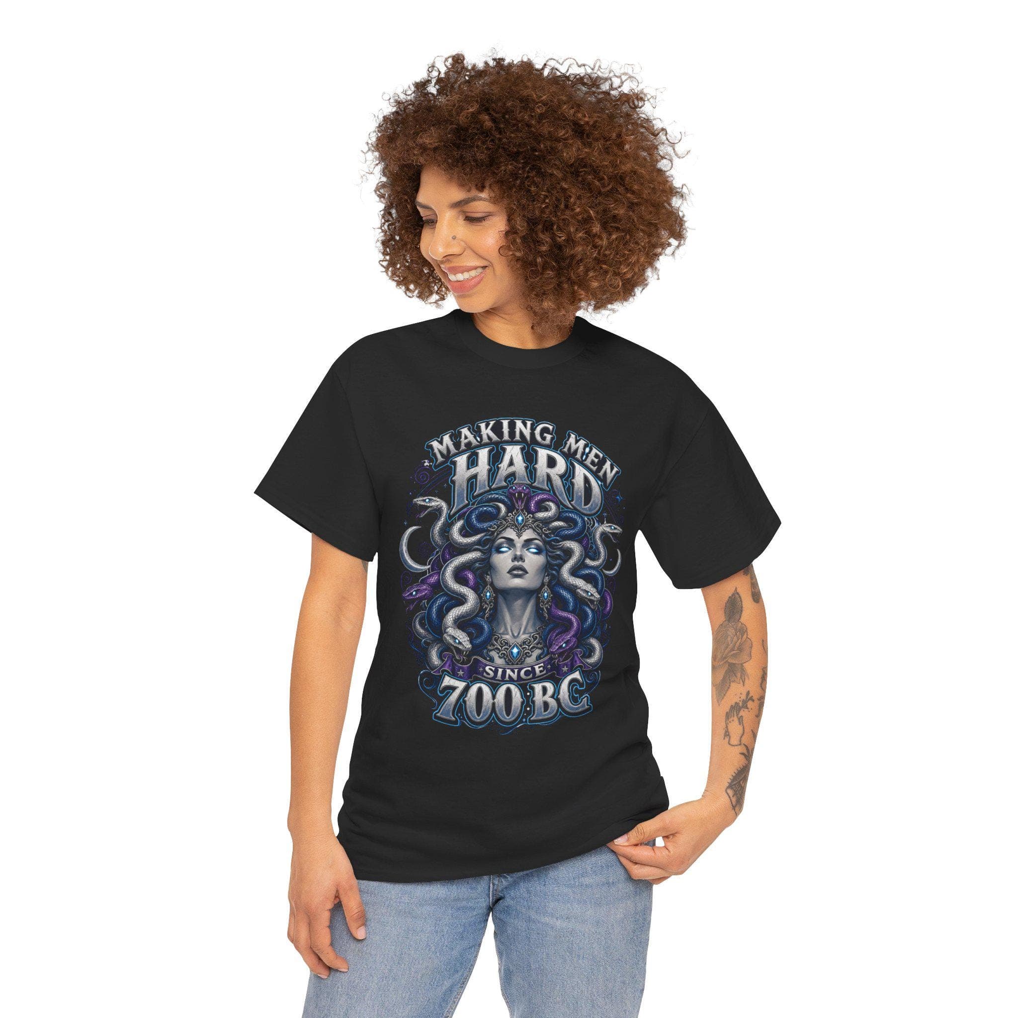 Medusa Gorgon Shirt Mythology Graphic Tee Making Men Hard Since 700 B C Gothic Fantasy Snake Goddess Shirt Dark Feminine Power Tee - Thumbnail 5