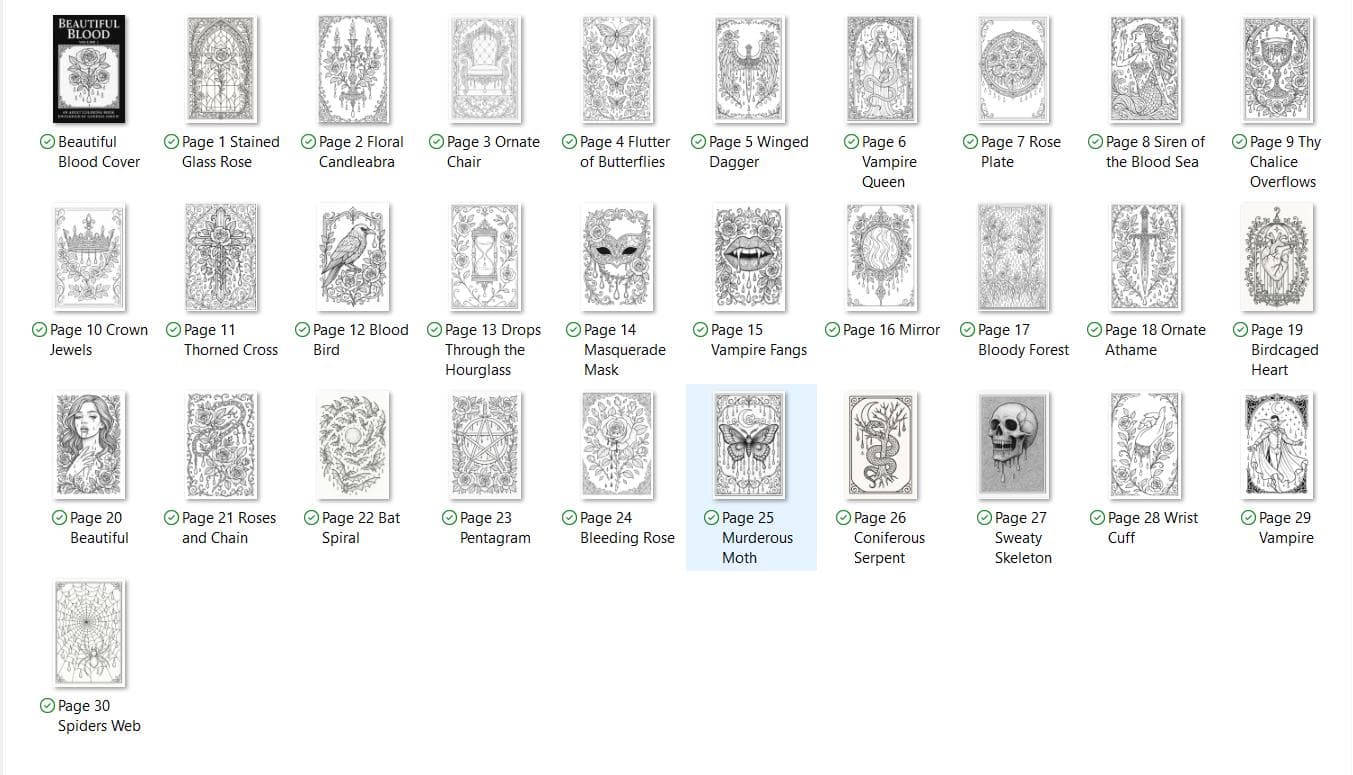 Gothic Adult Coloring Book: Beautiful Blood, Volume 2 (Digital Download) - Thumbnail 2