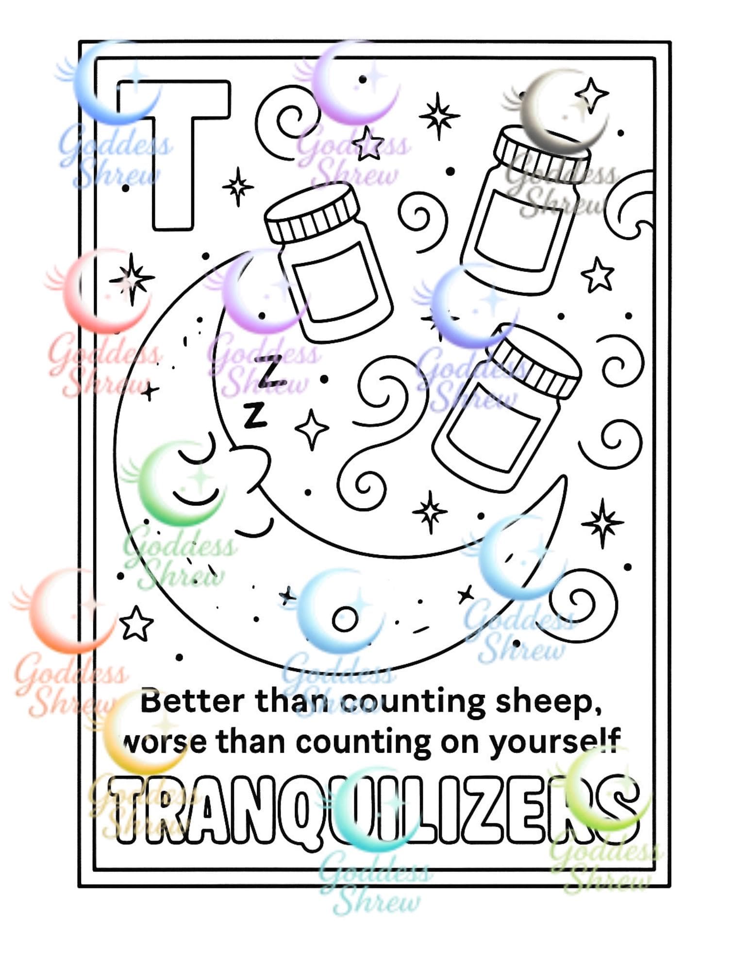 ABCs of Drugs Coloring Book | Funny Adult Satire (Digital Download) - Thumbnail 5