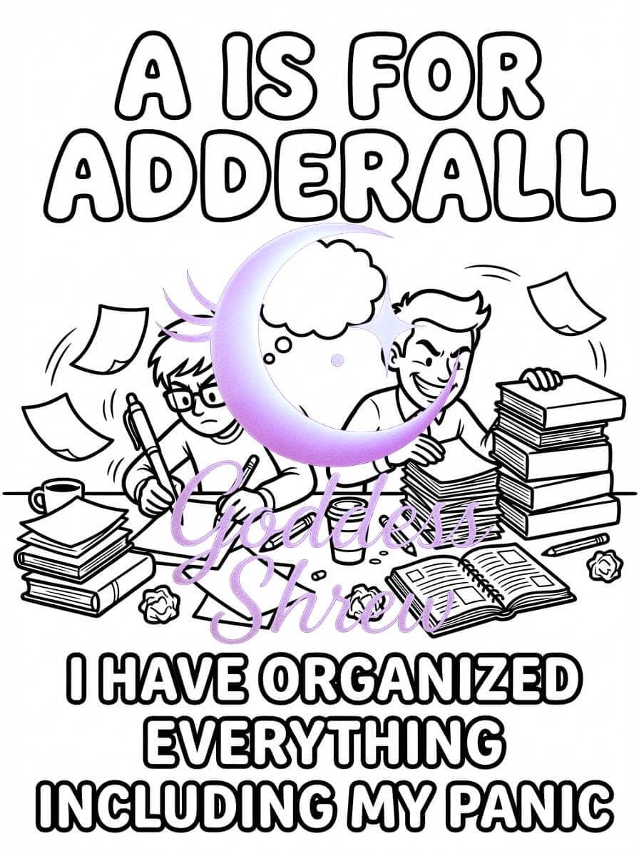 ABCs of Drugs Coloring Book Volume2 Printable Adult Page Dark Humor Instant Download PDF - Thumbnail 4