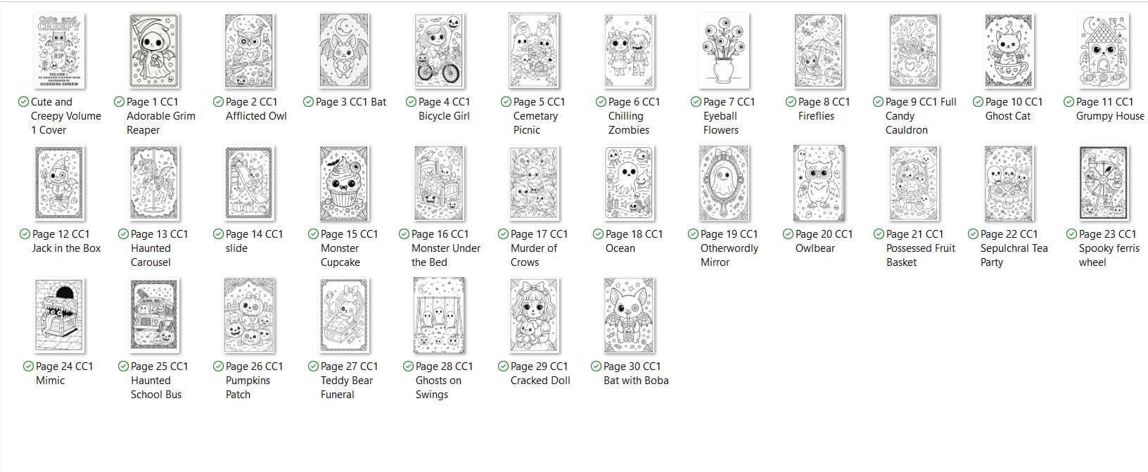 Creepy Coloring Book | Spooky Kawaii Art (PDF Vol. 1 - Thumbnail 5