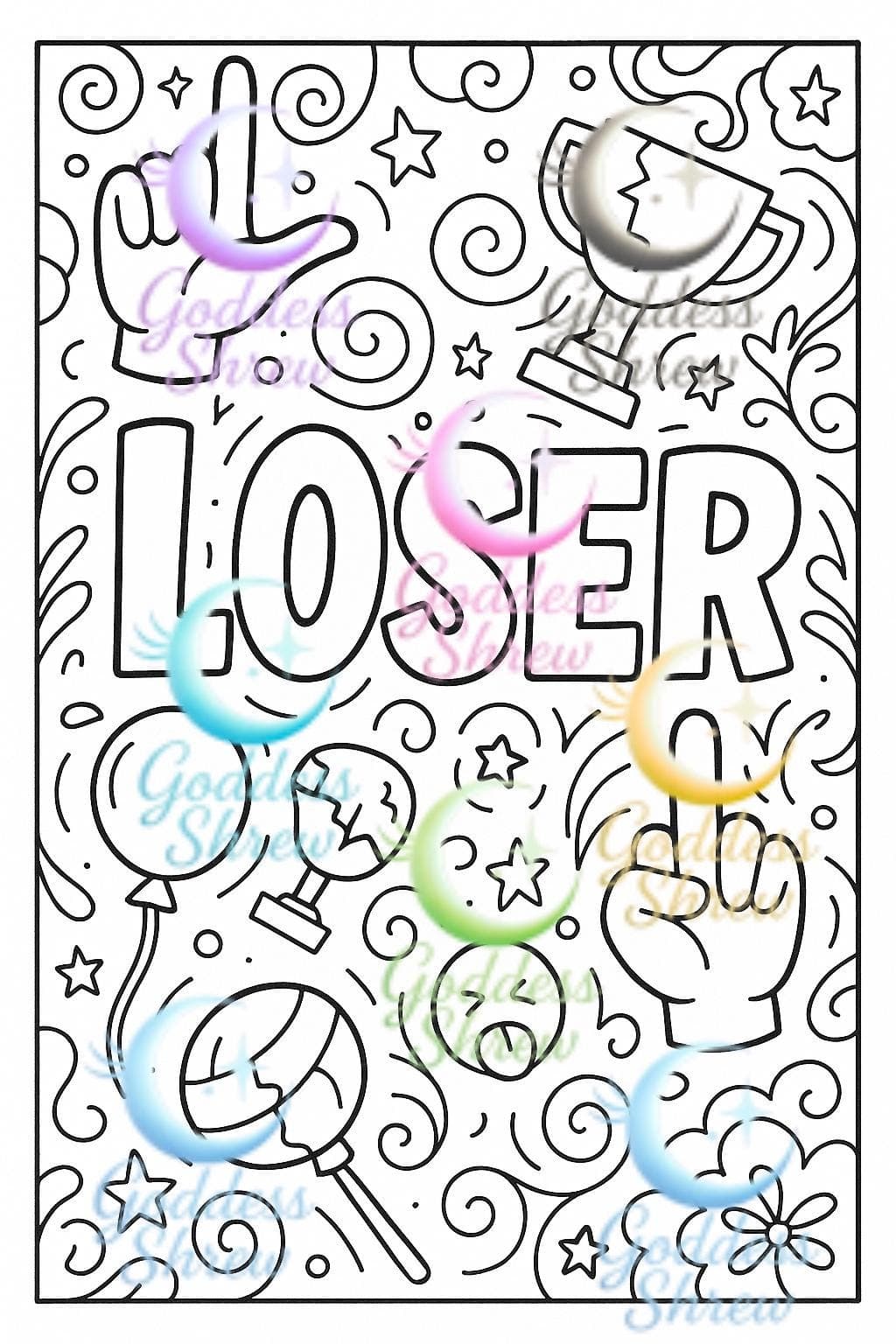 Swearing ABCs Adult Coloring Book | Funny Curse Words (Digital Download) - Thumbnail 4