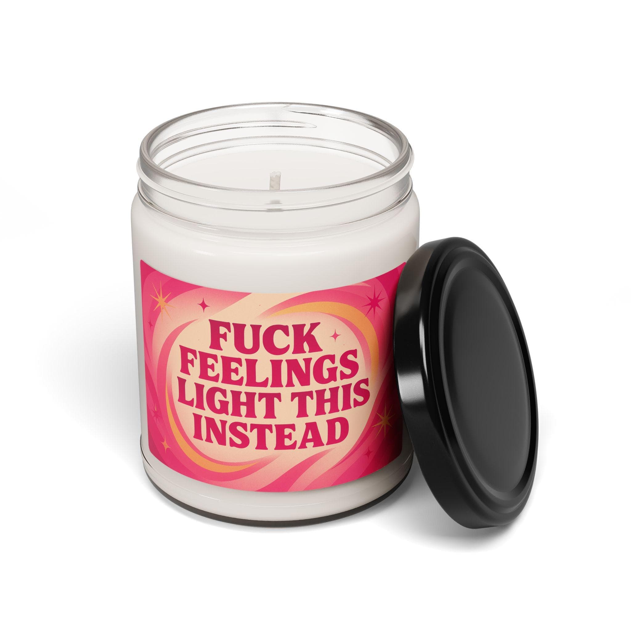Sarcastic Candle, Fuck Feelings Light This Instead, 9oz Soy Jar, Self Care Gift - Thumbnail 2