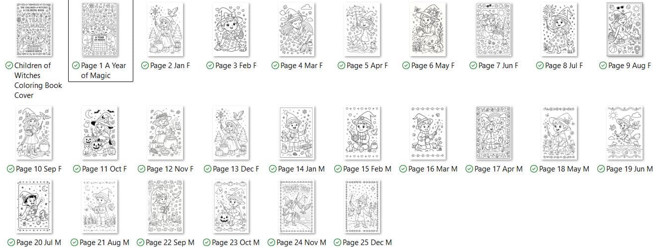 Children of Witches Coloring Page: Magical Holiday Art (Digital Download) - Thumbnail 2