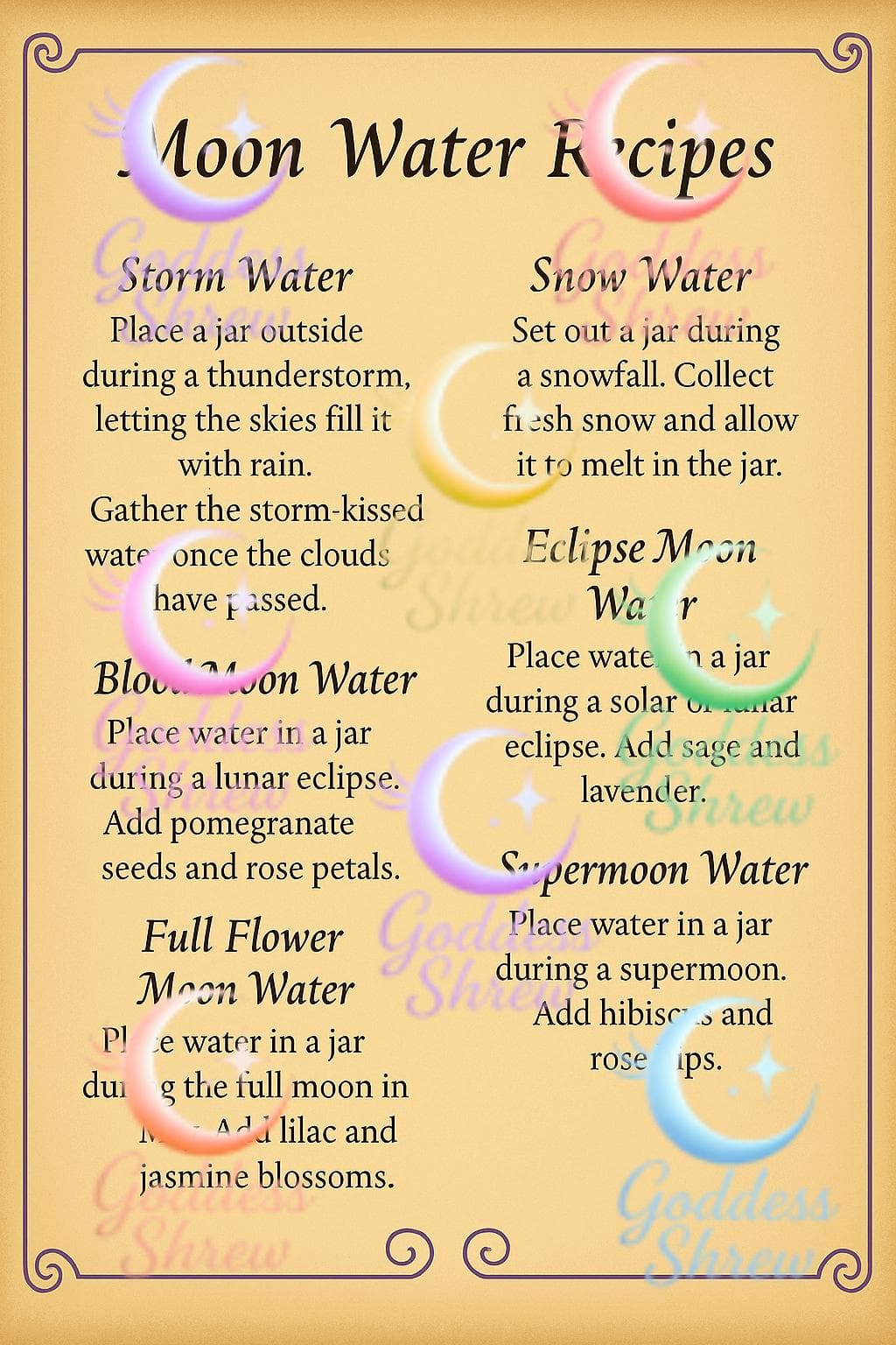 Moon Water Grimoire Page - Lunar Spell, Witchy Wisdom (PDF Download) - Thumbnail 2