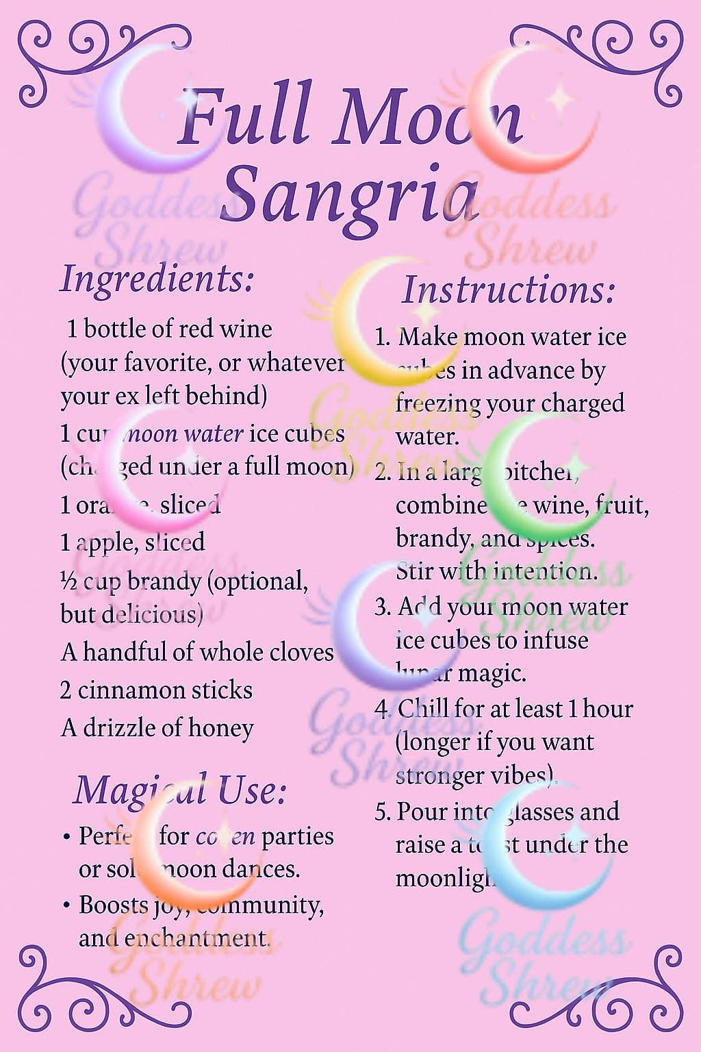 Moon Water Grimoire Page - Lunar Spell, Witchy Wisdom (PDF Download) - Thumbnail 3