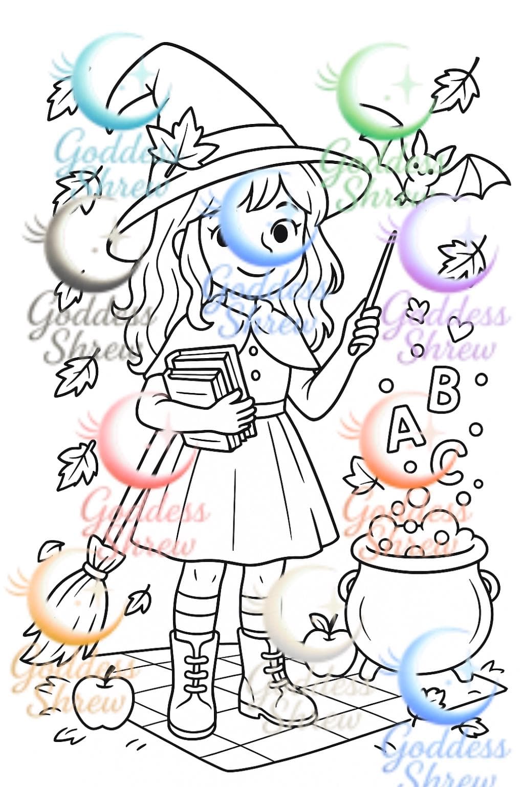 Children of Witches Coloring Page: Magical Holiday Art (Digital Download) - Thumbnail 4