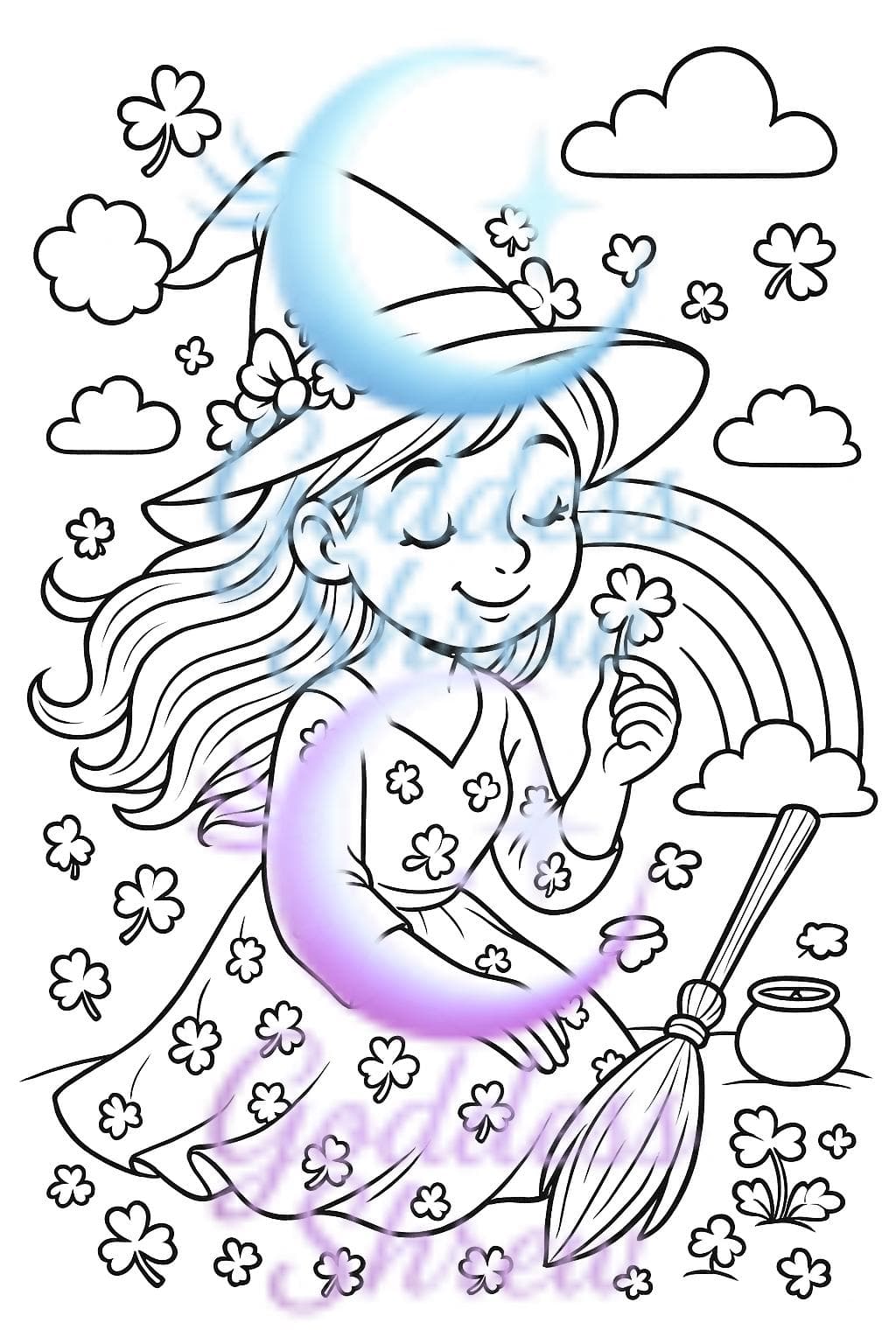 Children of Witches Coloring Page: Magical Holiday Art (Digital Download) - Thumbnail 5