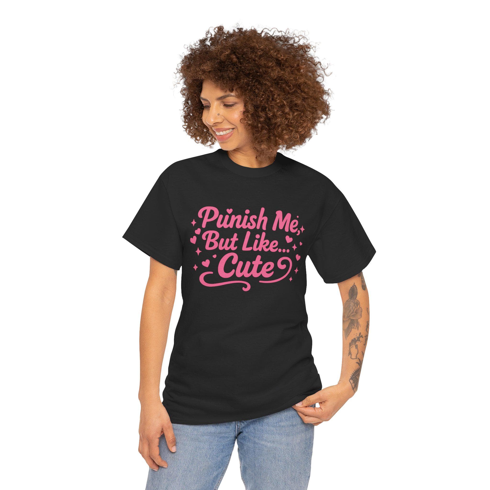 Punish Me But Cute Tee | Flirty Bratty Kink Humor Shirt | Playful Submissive Vibe Top for Mischief Lovers - Thumbnail 2