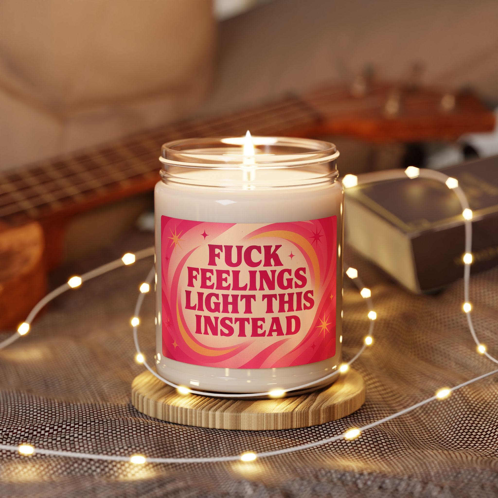 Sarcastic Candle, Fuck Feelings Light This Instead, 9oz Soy Jar, Self Care Gift - Thumbnail 3