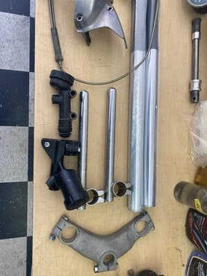 1974 Kawasaki H2R OEM NOS Race Parts Lot Girling Shocks Magnesium Forks Tach - Thumbnail 2