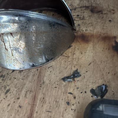 Vintage Volkswagen Beetle Side Mirror Head Housing Chrome Oval - Thumbnail 6