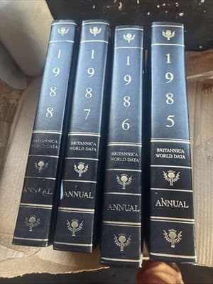 Britannica World Data Annual 1985-1988 Hardcover Encyclopedia Blue - Thumbnail 5