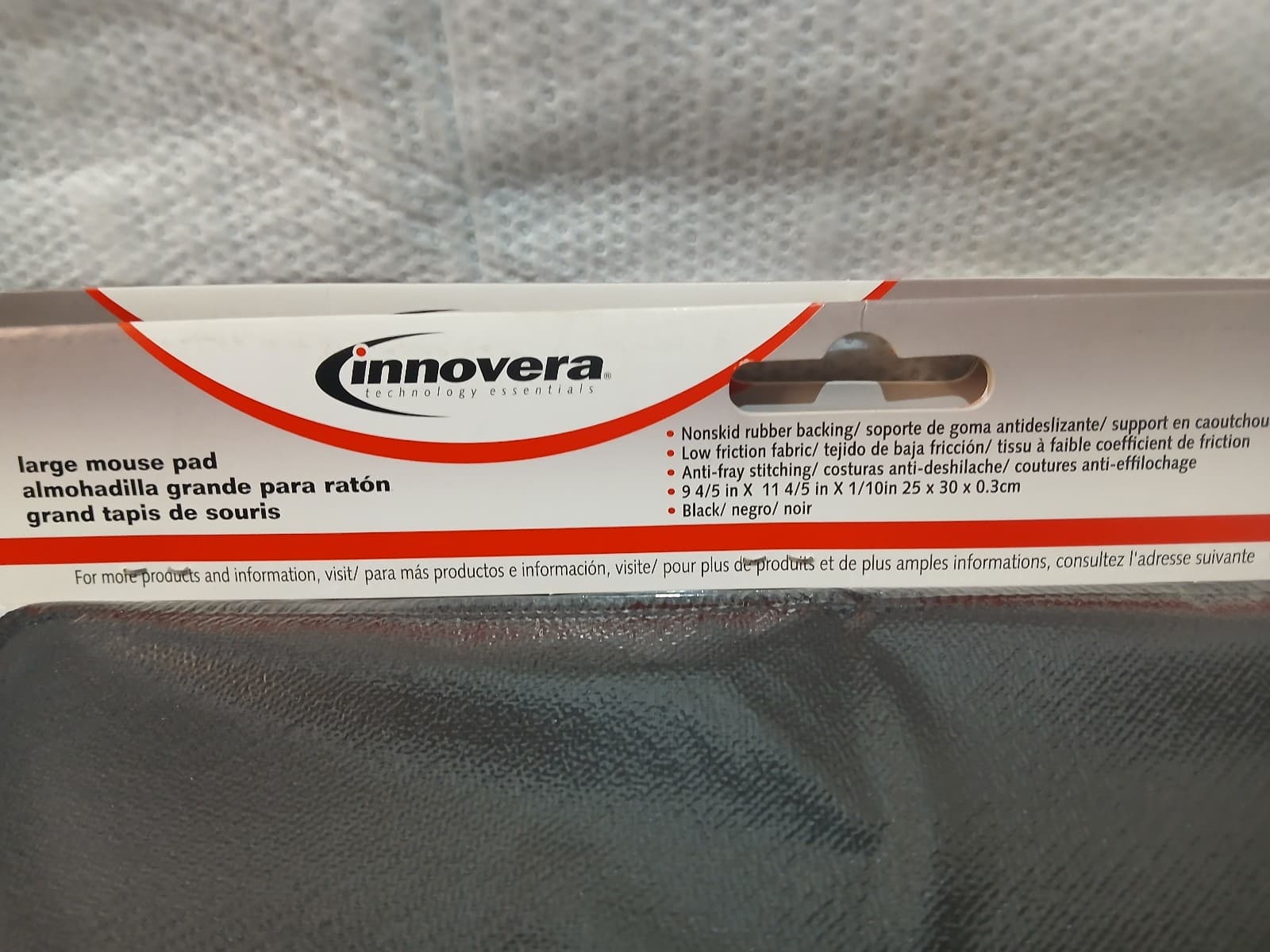 Innovera Non-Slip Anti-Fray Black Mouse Pad 9 4/5 x 11 4/5 IVR-52600 - Thumbnail 2