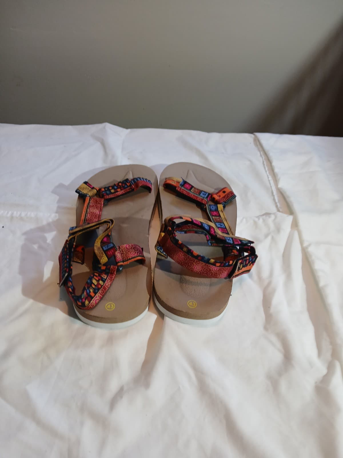 Women’s Multicolor Beige Geometric Strappy Ankle Strap Sandals Plastic US 12 - Thumbnail 3