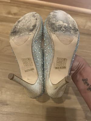 LAUREN LORRAINE Bernice Sparkly Champagne Open Toe Pumps Size 5.5 - Thumbnail 6