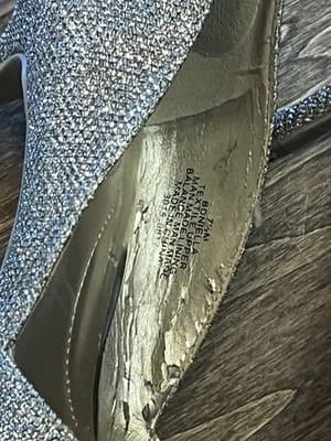 Bandolino Peep Toe Pumps Womens 7.5 Silver Metallic Flower Heels Party - Thumbnail 3
