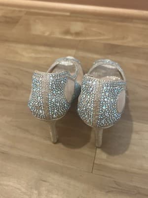 LAUREN LORRAINE Bernice Sparkly Champagne Open Toe Pumps Size 5.5 - Thumbnail 5