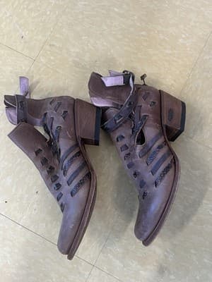 Miss Macie Strappy Ankle Leather Boots Size 11 Zip In Back - Thumbnail 3