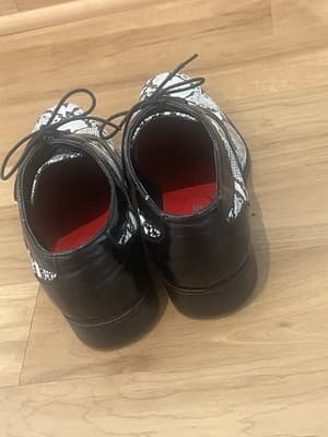 Bolano Size 9 Black White Leather Snake Print Oxfords Flats Lace-up - Thumbnail 4