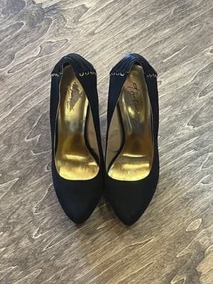 Thalia Sodi Navvo Faux Suede Corset Heel Black Pumps, size 7.5 - Thumbnail 3