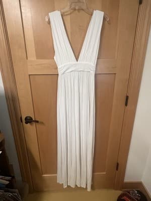 Lovers + Friends White Maxi Dress - Sleeveless Plunge Neck, Size S