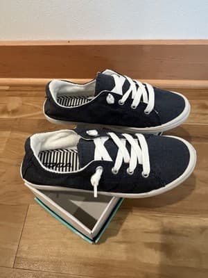 Soda Women Shoes Navy Sneakers Linen Lace Up Loafers Size 5.5 NIB - Thumbnail 2