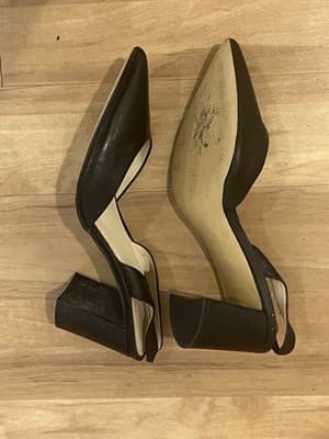 Marc Fisher Women’s Sling back Black Leather Pumps Size 10 - Thumbnail 3