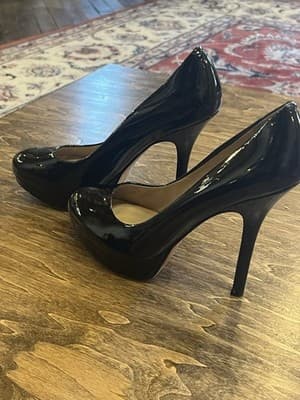 Joan & David Black Flipp Patent Leather Stiletto Platform High Heels Pumps 7.5M - Thumbnail 4