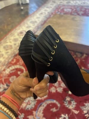 Thalia Sodi Navvo Faux Suede Corset Heel Black Pumps, size 7.5 - Thumbnail 8