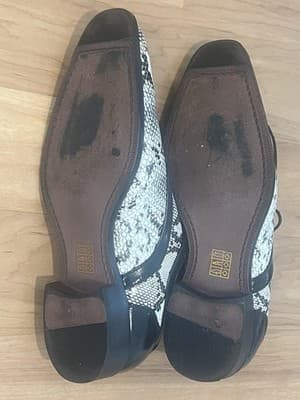 Bolano Size 9 Black White Leather Snake Print Oxfords Flats Lace-up - Thumbnail 6