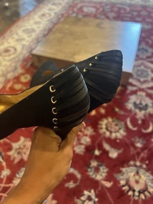 Thalia Sodi Navvo Faux Suede Corset Heel Black Pumps, size 7.5 - Thumbnail 7