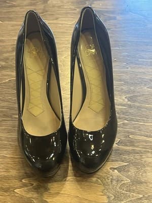 Joan & David Black Flipp Patent Leather Stiletto Platform High Heels Pumps 7.5M - Thumbnail 5