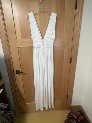 Lovers + Friends White Maxi Dress - Sleeveless Plunge Neck, Size S - Thumbnail 2