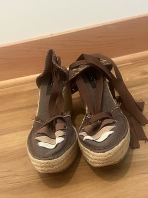 French laundry Espradille Wood Beige Size 10 Lace Up Sandals - Thumbnail 2