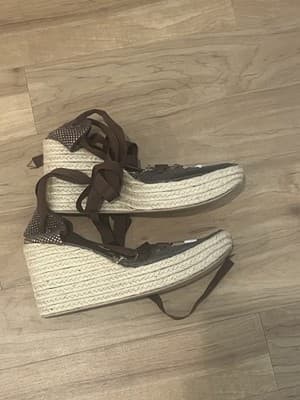 French laundry Espradille Wood Beige Size 10 Lace Up Sandals - Thumbnail 5