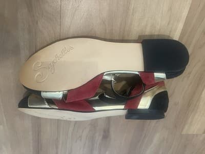 Anthropologie seychelles Flats 8 Red And Black Suede Excellent Condition - Thumbnail 6