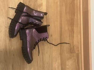 Art class Girls' Metallic Combat Boots Lace-Up Purple Glitter Silver Size 3 - Thumbnail 5