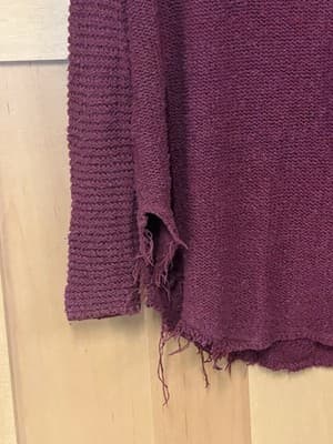 Free People Cross my Heart Oversized Burgundy Sweater M Tatter Edge Indie Grunge - Thumbnail 4