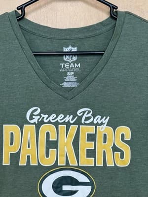 Green Bay Packers Shirt Size Small Womens NFL 47 Short Sleeve V Neck - Thumbnail 2