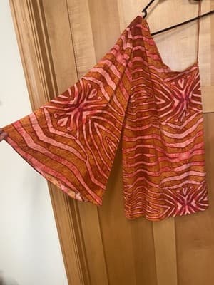 Nicole Miller Flame Print One Shoulder One Arm Dress Medium - Thumbnail 2