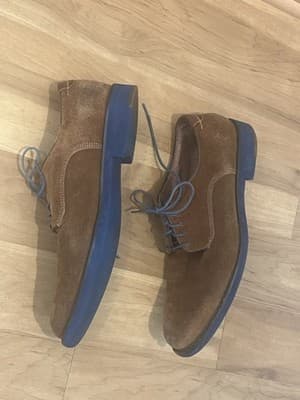 Johnston And Murphy Brown Suede Dress Shoes W/ Blue Soles Rare HTF Sz 10.5 - Thumbnail 3