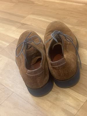 Johnston And Murphy Brown Suede Dress Shoes W/ Blue Soles Rare HTF Sz 10.5 - Thumbnail 4