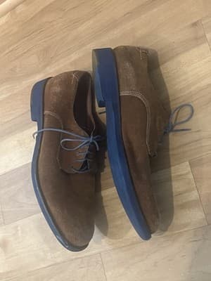 Johnston And Murphy Brown Suede Dress Shoes W/ Blue Soles Rare HTF Sz 10.5 - Thumbnail 2