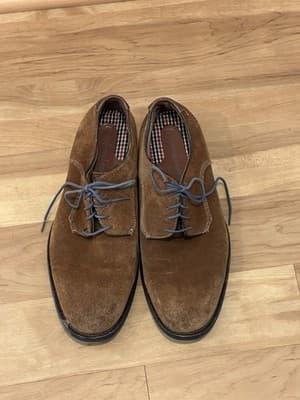 Johnston And Murphy Brown Suede Dress Shoes W/ Blue Soles Rare HTF Sz 10.5