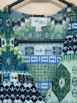 Beige By ECI brand Dress - Size 8 3/4 sleeve & A-line Aztec Blue Green - Thumbnail 2