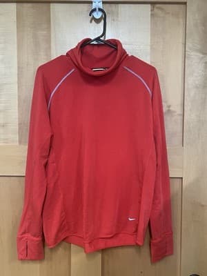 NEW NIKE RUNNING Women's Red Cowl Neck Top Sz XL