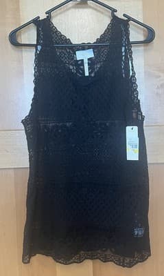 Laundry Women's Lace Black Tank Top Size Medium NWT
